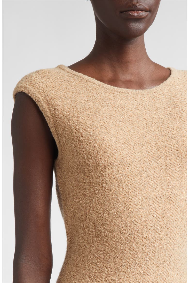 Cotton & Wool Blend Tweed Sweater Dress, Alternate, color, CAMEL TWEED MULTI