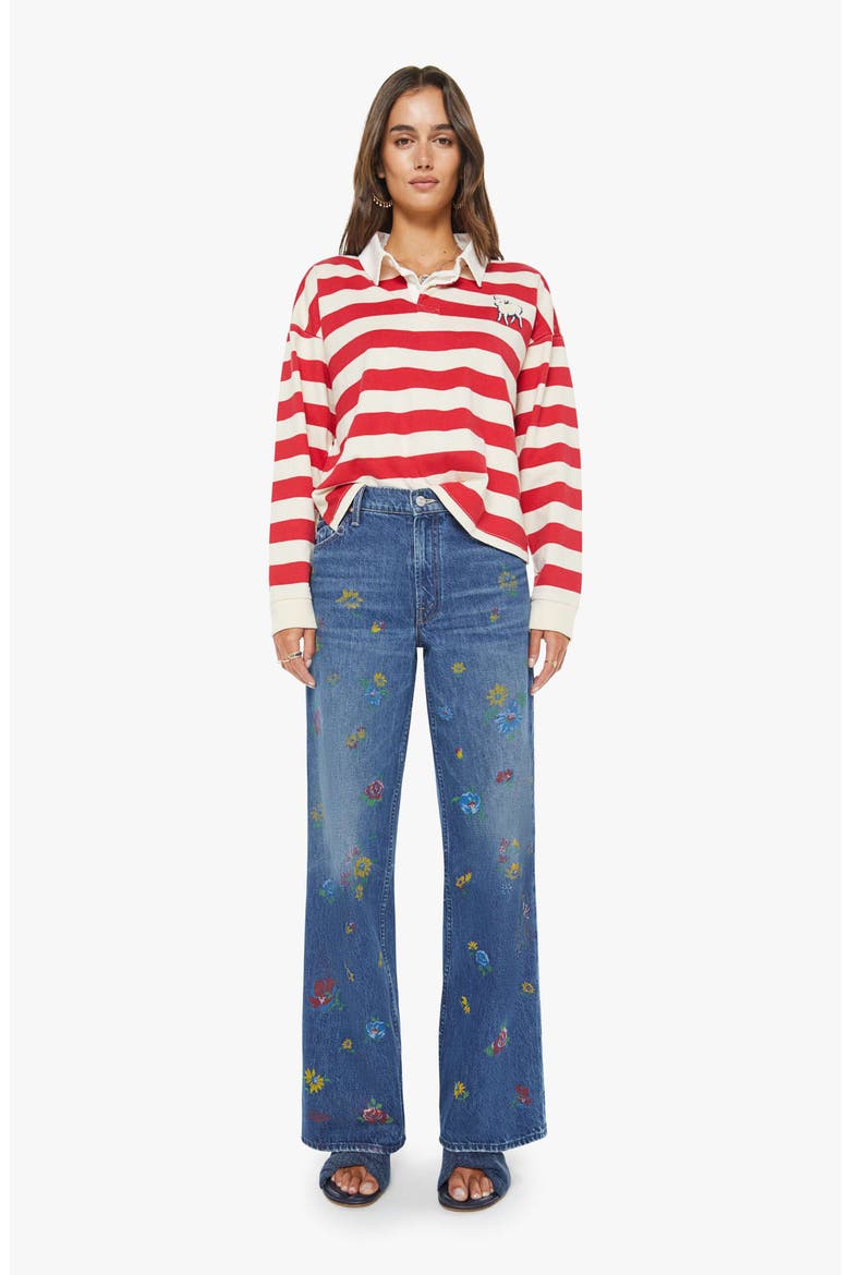 The Boxy Match Stripe Cotton Rugby Shirt, Alternate, color, TANGO RED