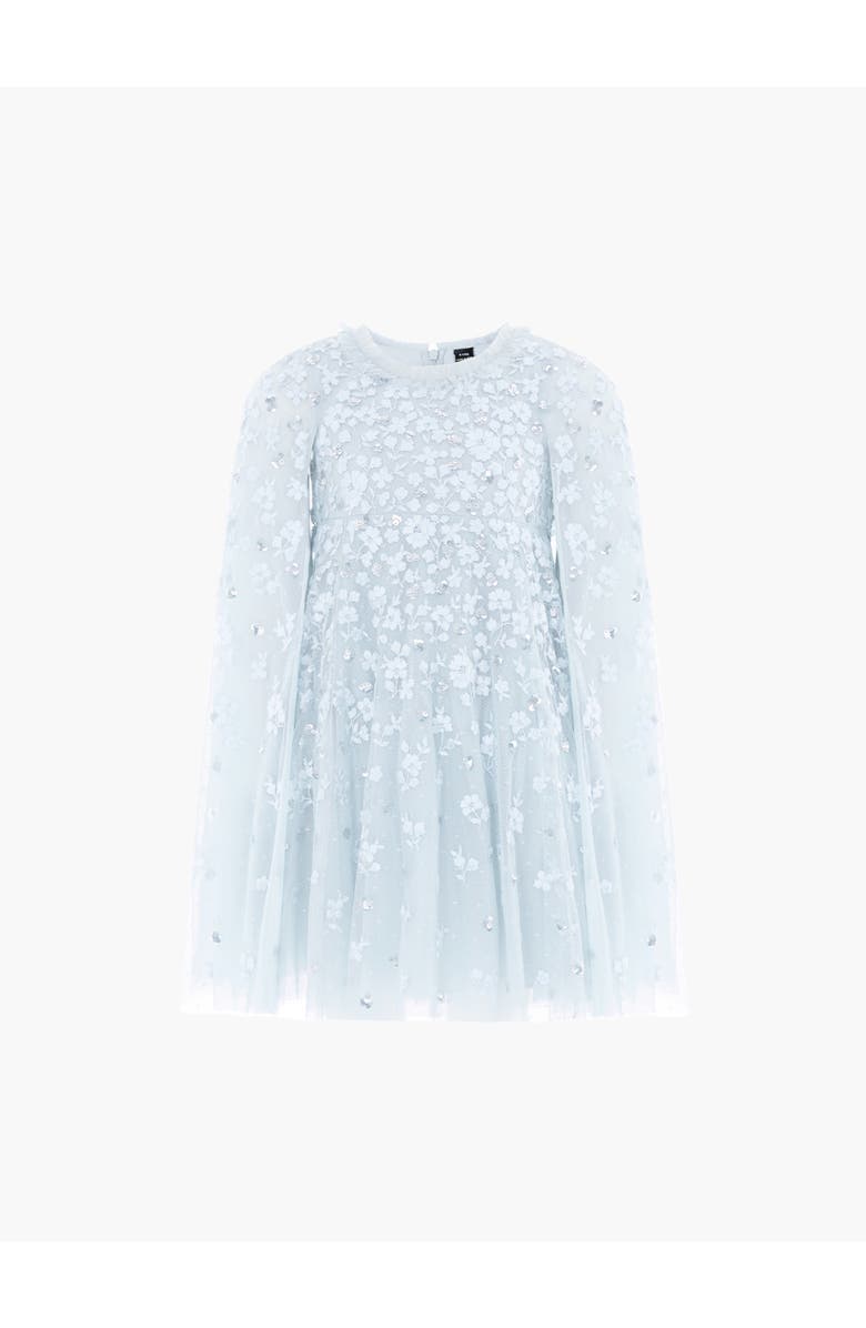 Needle & Thread Dahlia Clover Cape Kids Dress, Alternate, color, Ice Blue