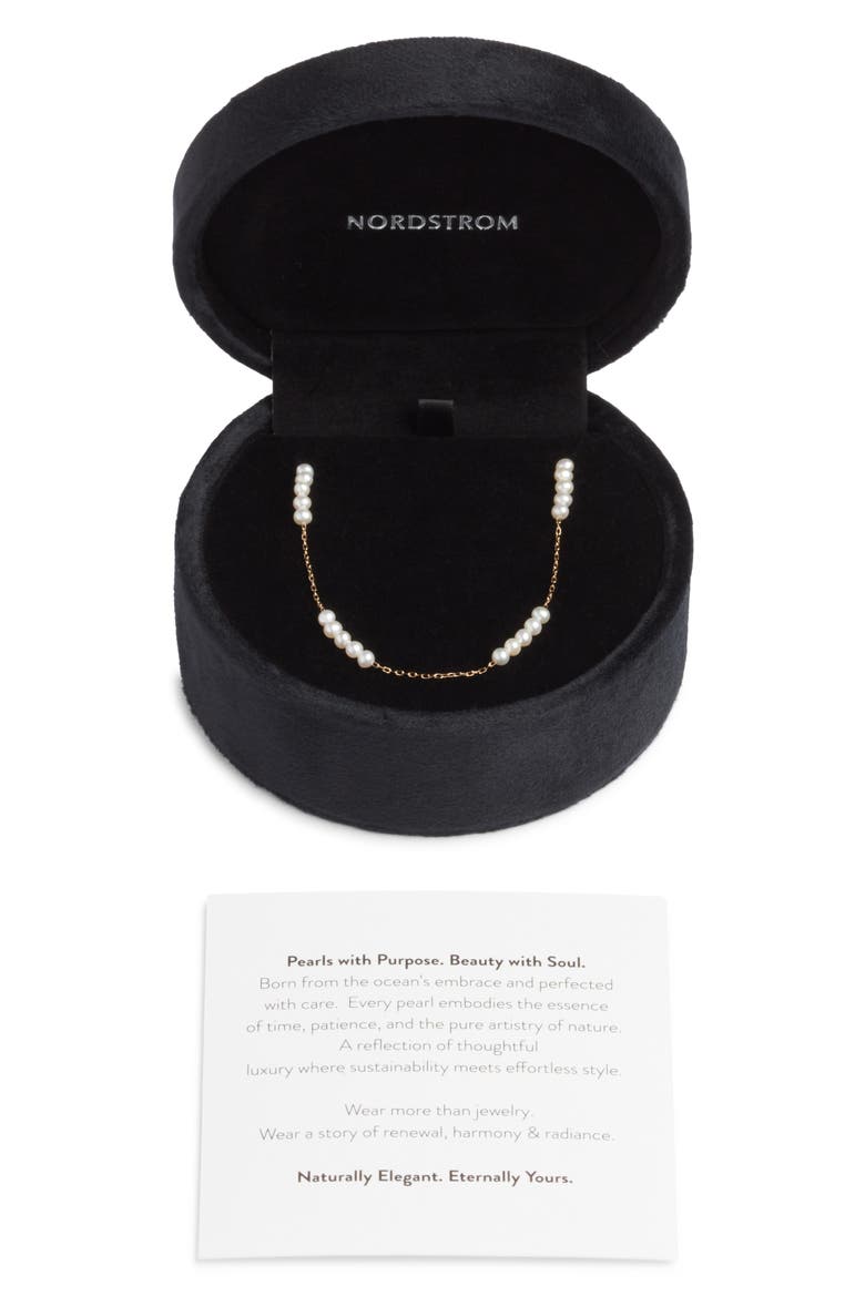 Freshwater Pearl Station Necklace, Alternate, color, WHITE- 14K YELLOW GOLD