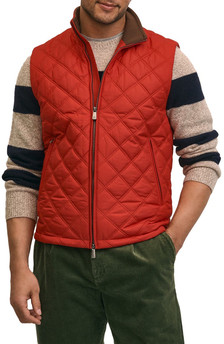 Brooks Brothers Paddock Water Repellent Diamond Quilted Vest, Main, color, Equestrian Red