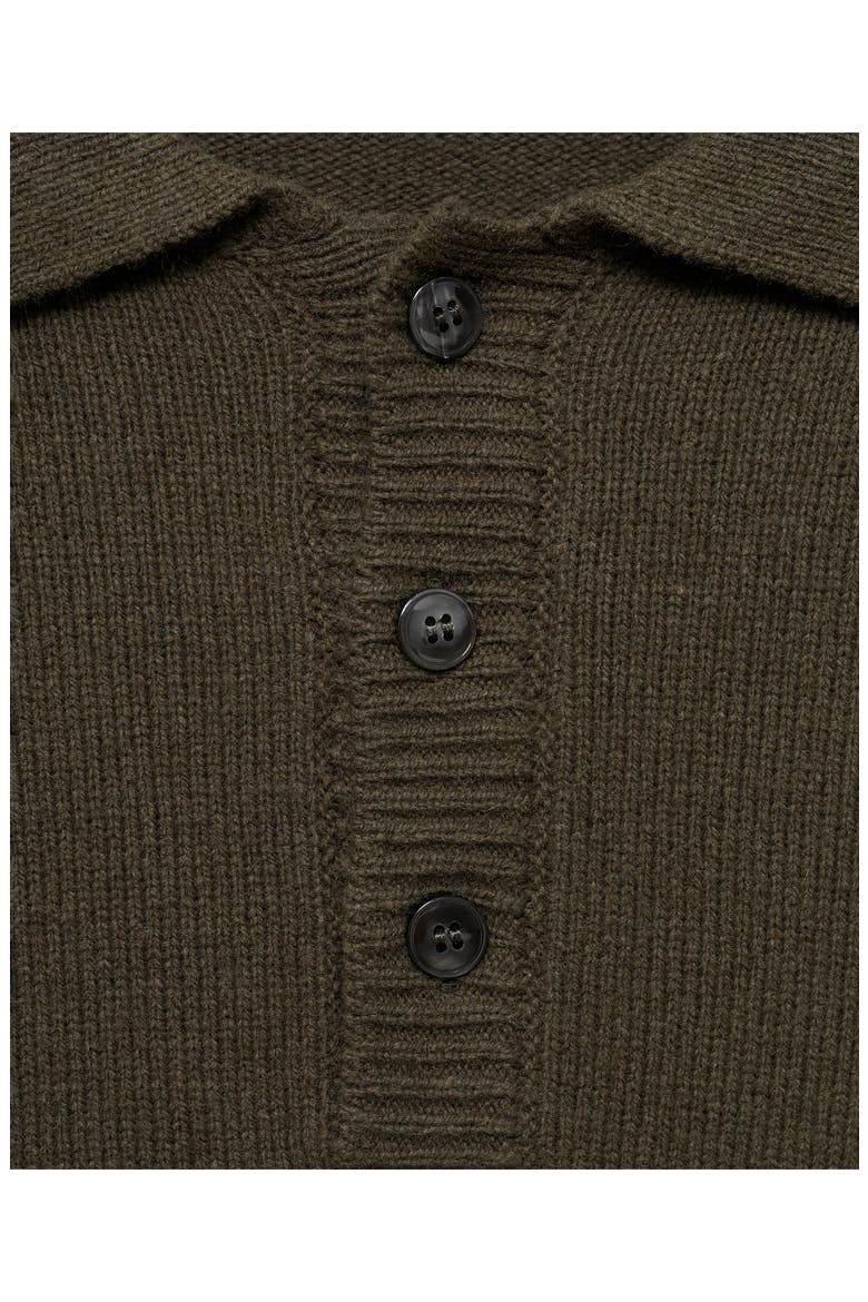 Wide Rib Trim Polo Sweater, Alternate, color, KHAKI GREEN