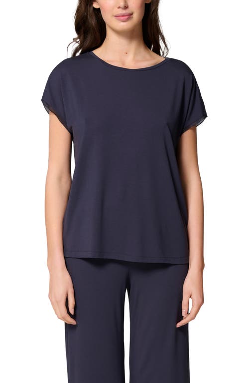 Simone Perele Aurore Lace Trim Pajama T-shirt In Blue