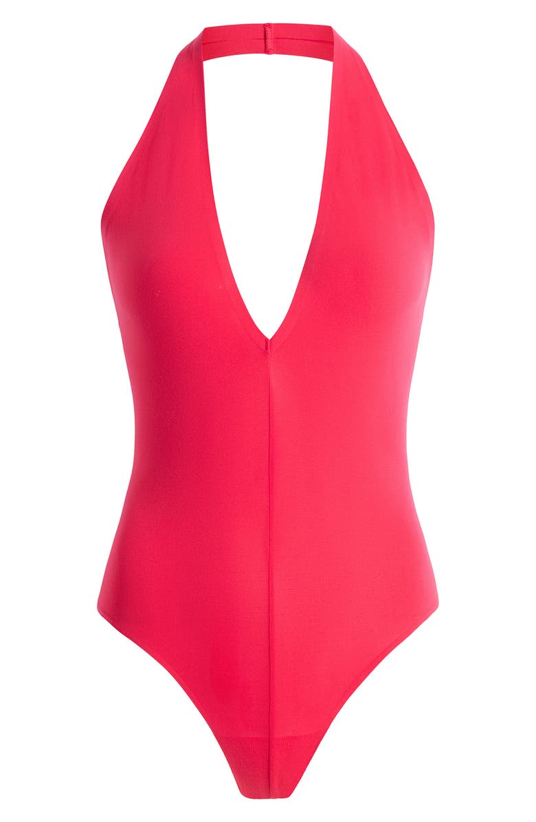 Commando Plunge Halter Neck Bodysuit, Alternate, color, Watermelon