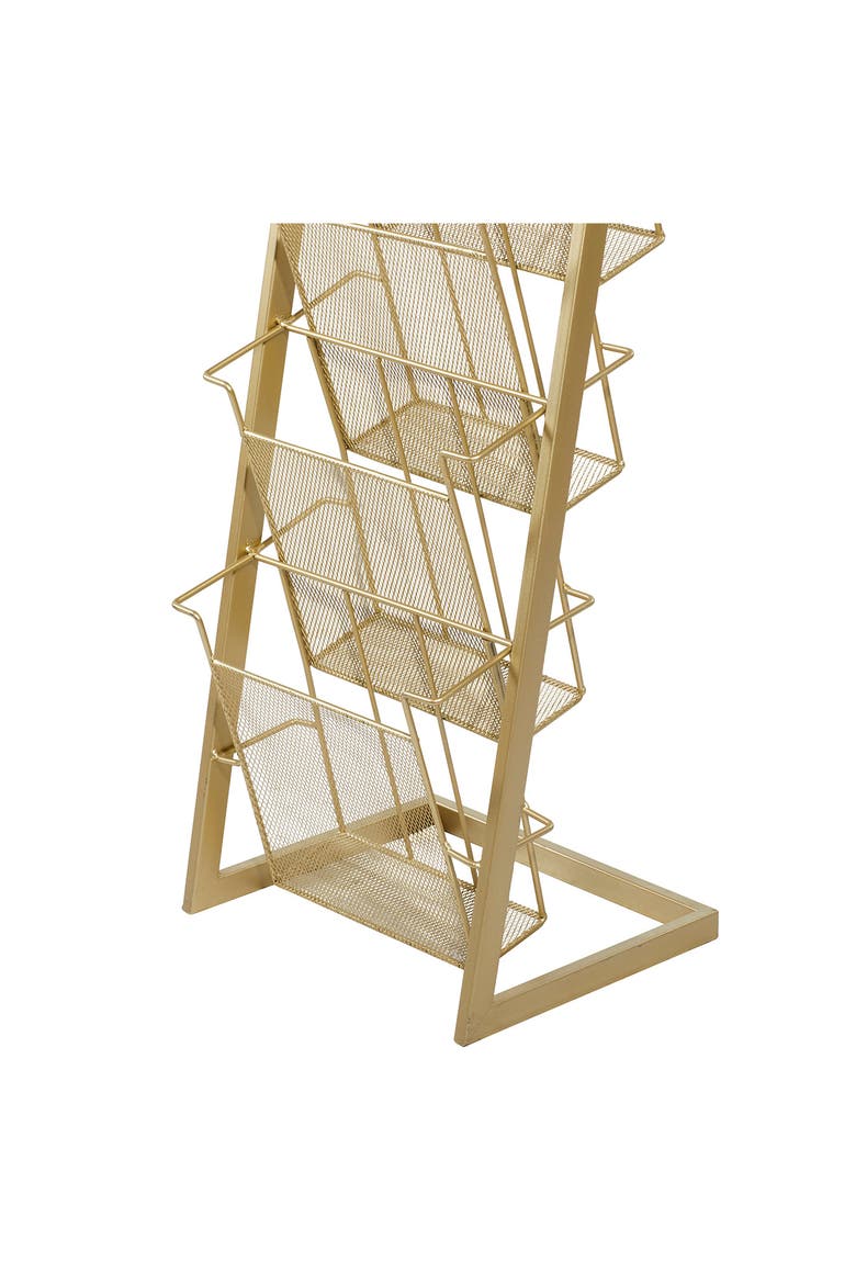Tall Goldtone Metal 4-Slot Magazine Holder, Alternate, color, GOLD