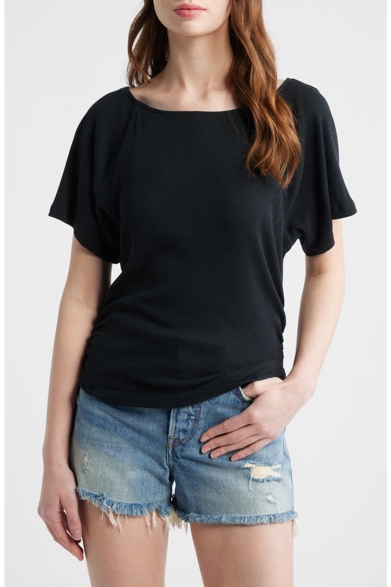 Lucy Off-the-Shoulder T-Shirt, Main, color, BLACK
