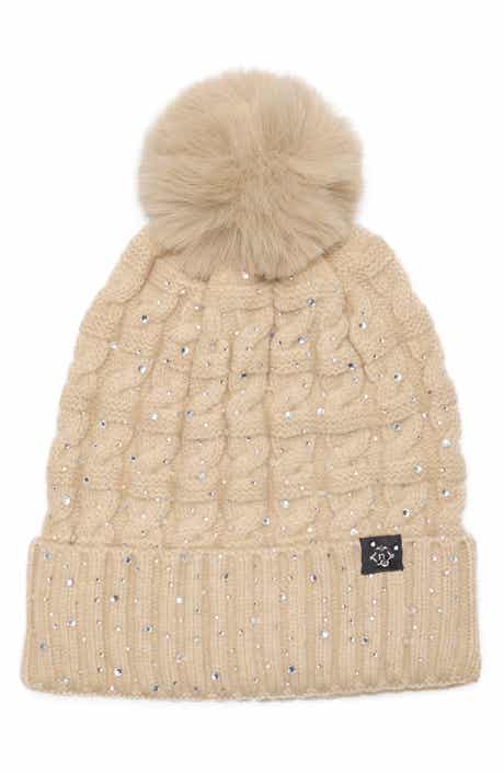 Chunky Knit Beanie with Faux Fur Pom