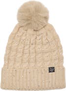 Nanette Lepore Chunky Knit Beanie with Faux Fur Pom