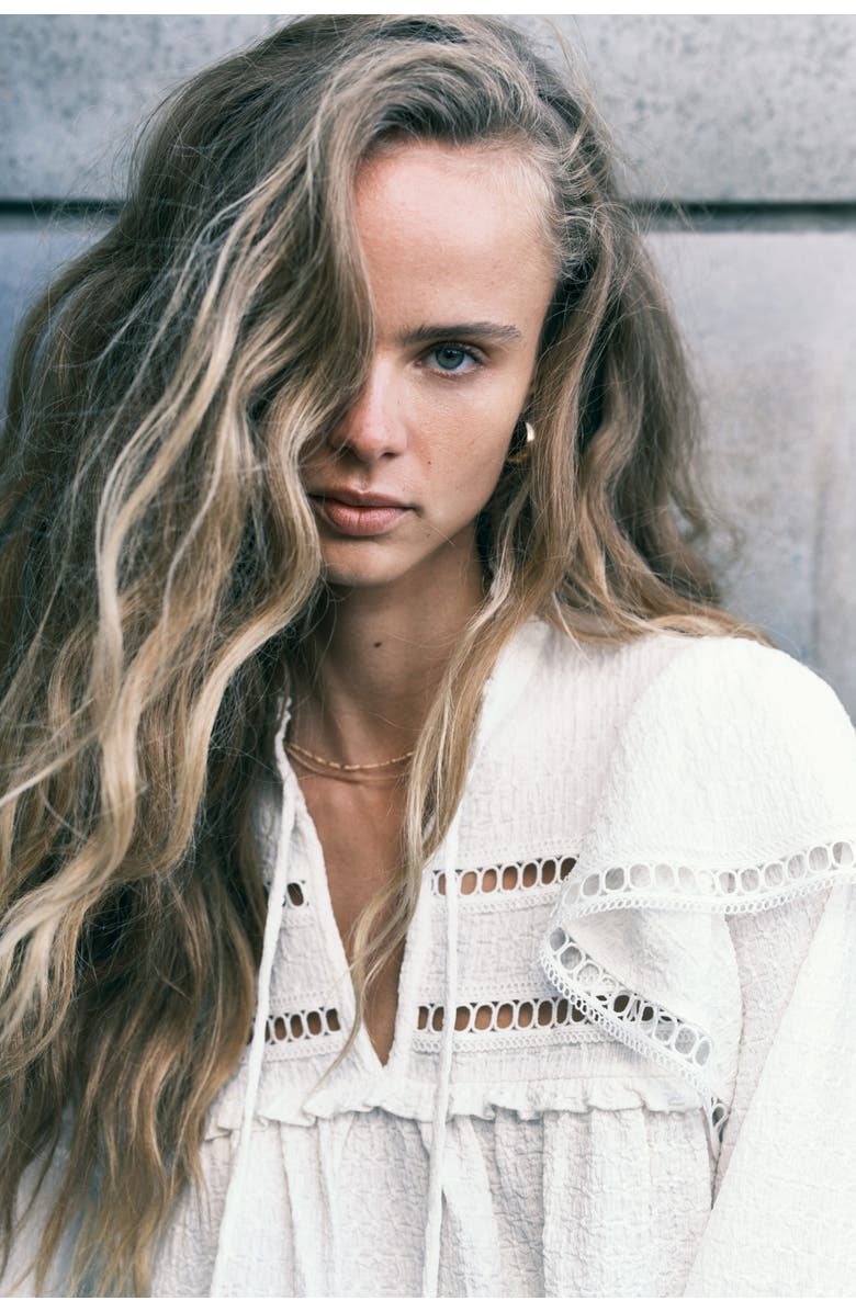 H&M Textured Jersey Blouse, Alternate, color, Cream