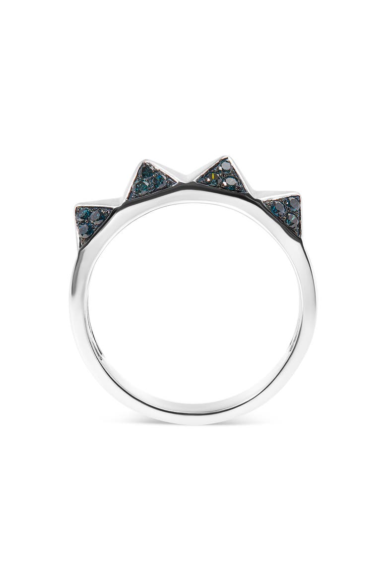 14K White Gold 1/4 Cttw Treated Blue Diamond Pyramid Band Ring, Alternate, color, White
