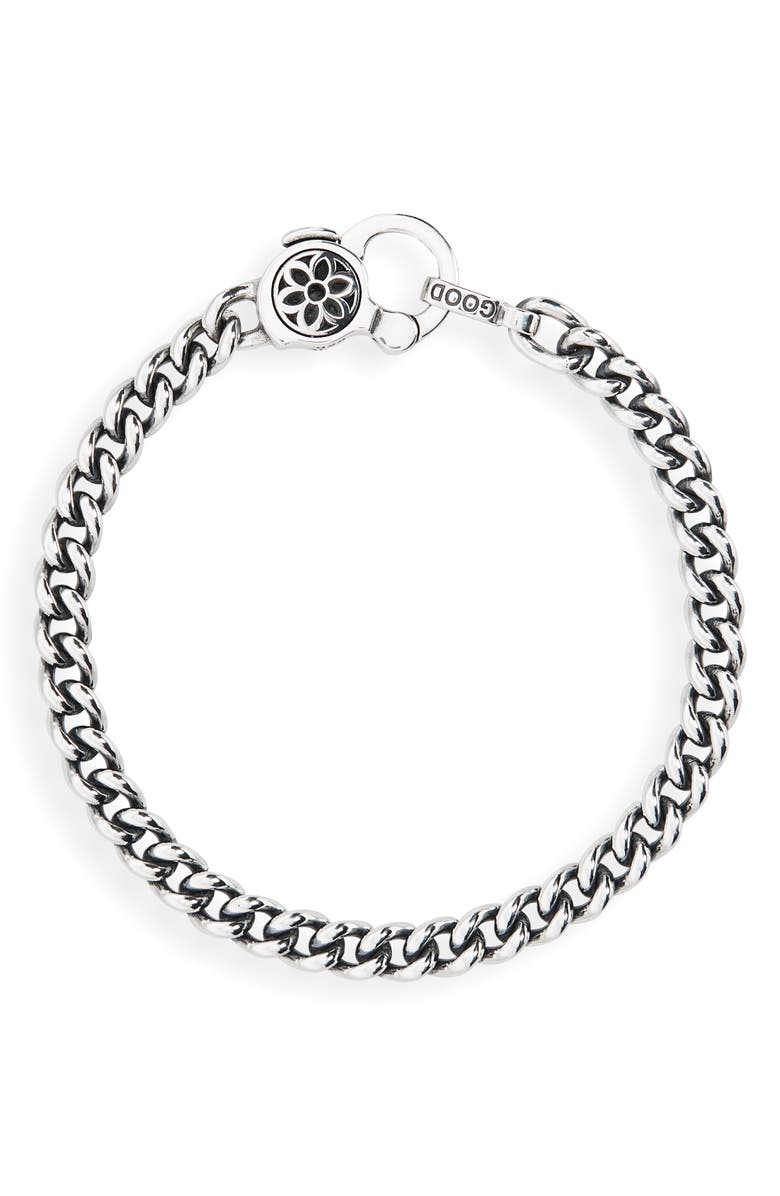 Good Art Hlywd Men's Rosette AA Curb Chain Bracelet, Main, color, Sterling Silver