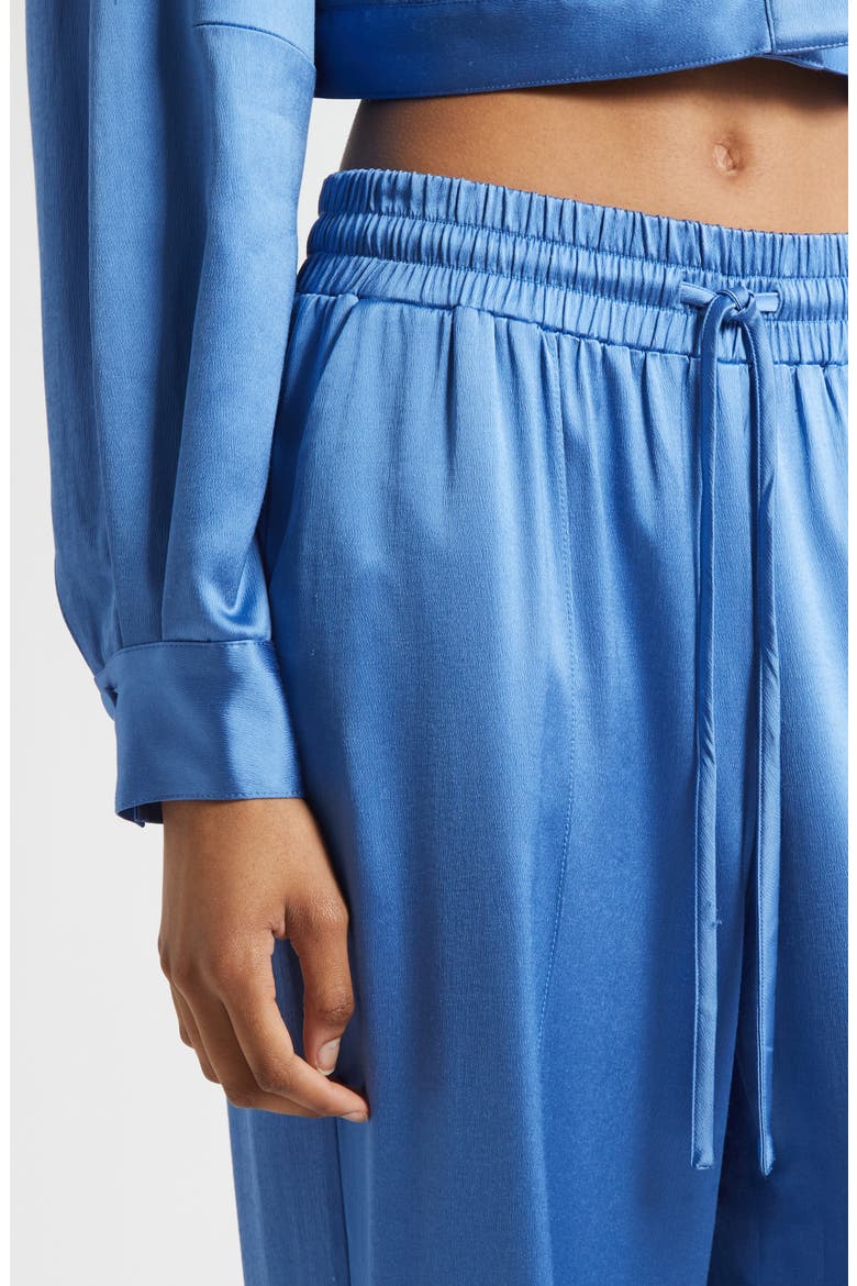 Damoni Wide Leg Satin Pants, Alternate, color, COBALT WAVE