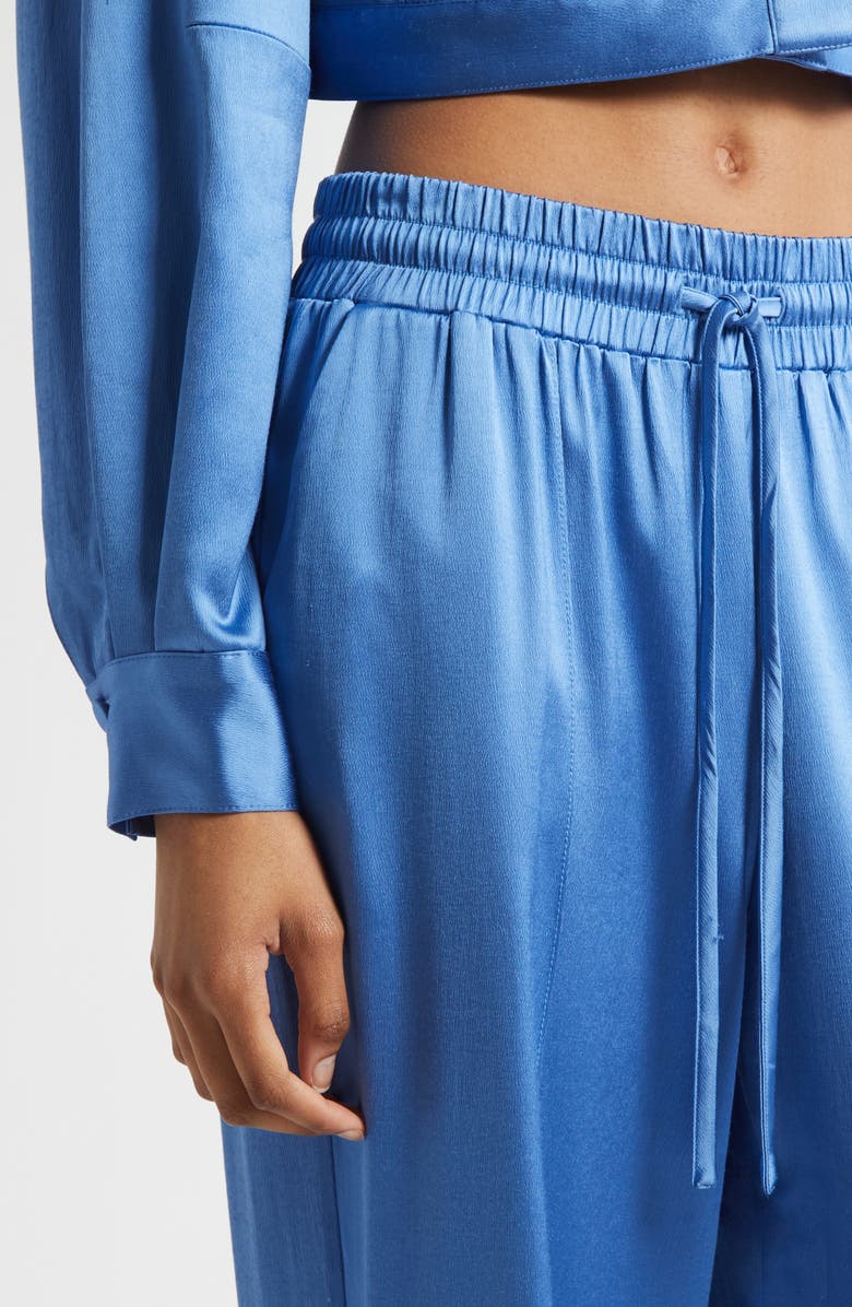 Cinq à Sept Damoni Wide Leg Satin Pants, Alternate, color, Cobalt Wave
