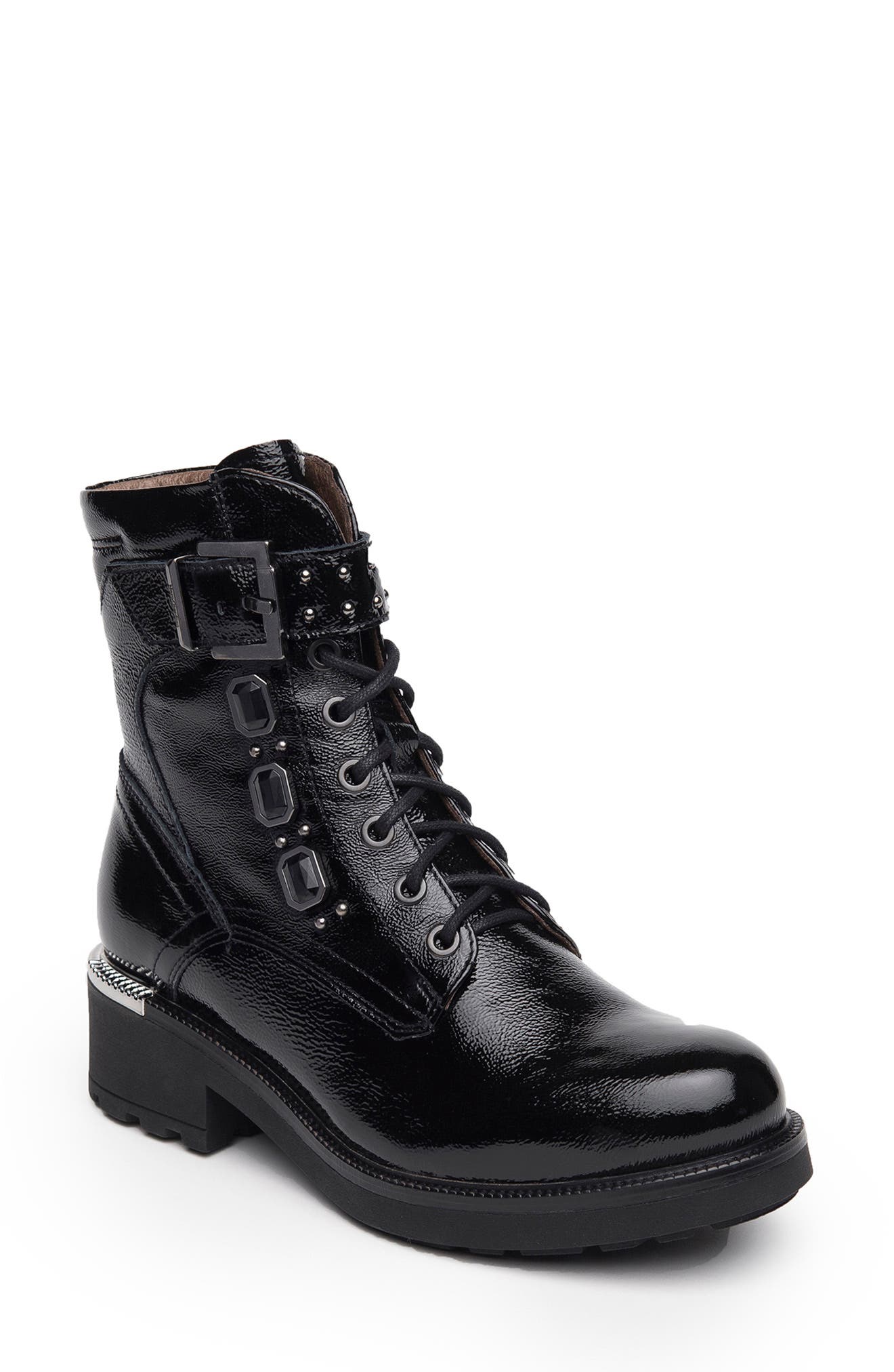 NeroGiardini Studded Combat Boot, Main, color, 