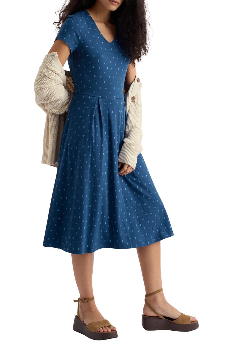 Pier View Organic Cotton Blend Jersey Midi Dress, Alternate, color, LITTLE SPONGE SPOT D