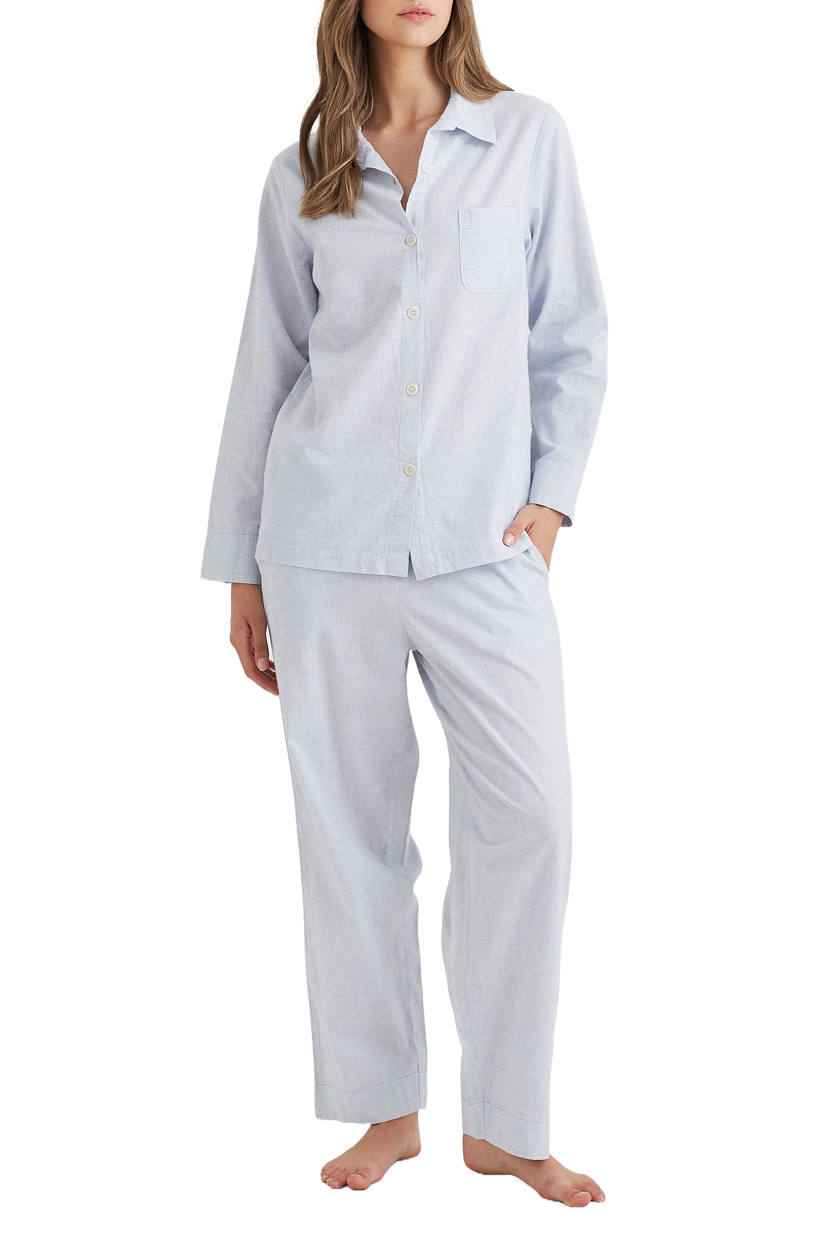 Papinelle Cotton & Linen Pajamas in Beau Blue 