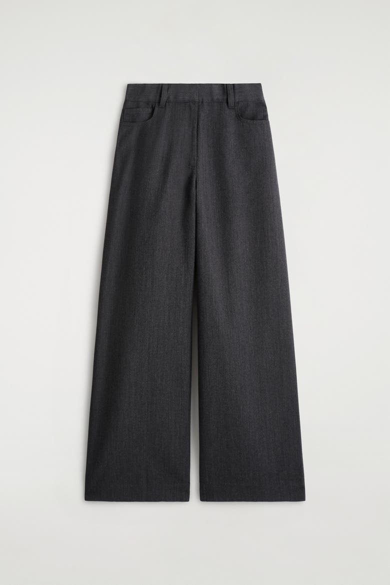 Regular Wool-Blend Wide-Leg Pants, Alternate, color, BLACK