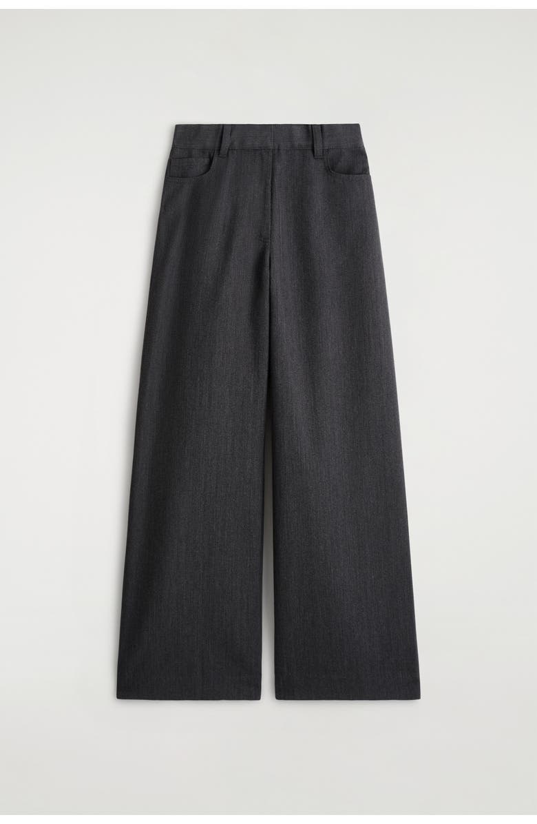 COS Regular Wool-Blend Wide-Leg Pants, Alternate, color, Black