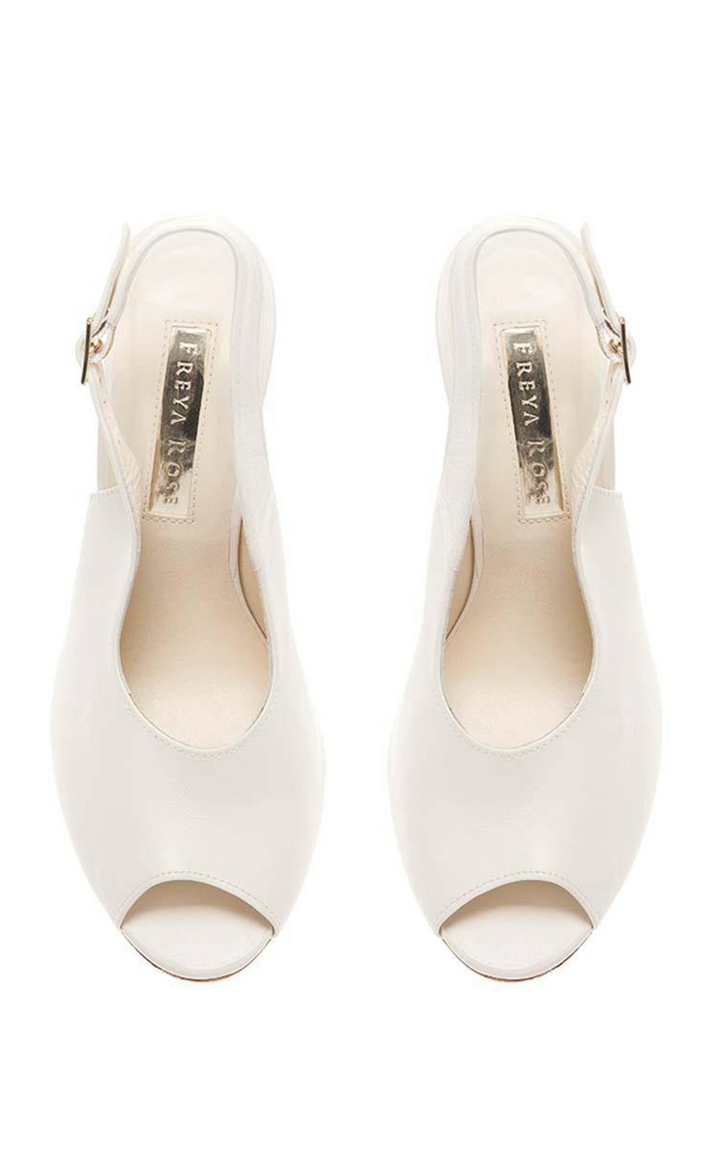 Freya Rose Zara White Slingback Peep Toe Pearl Heel Sandal, Alternate, color, White
