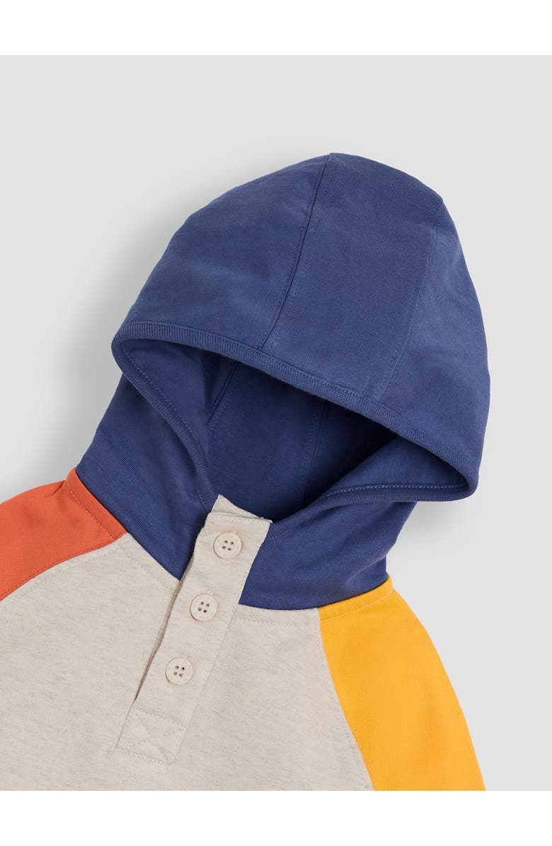 JOJO MAMAN BEBE Kids' Tractor Appliqué Colorblock Cotton Hoodie & Joggers Set, Alternate, color, Blue