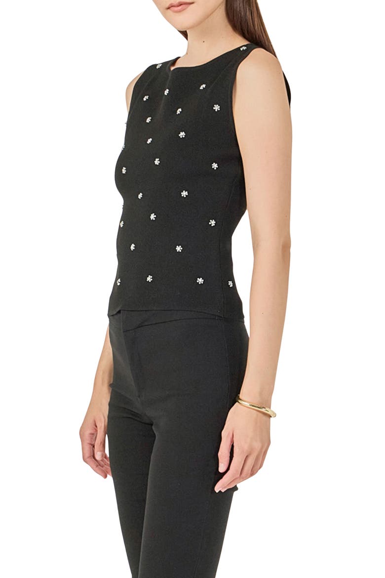 Jewel Embellish Sleeveless Top, Alternate, color, BLACK