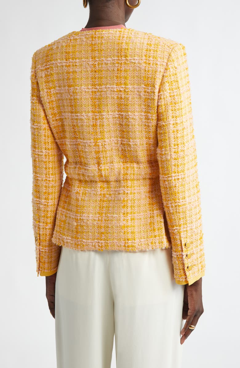 ST. JOHN Italian Slubbed Tweed Knit Belted Jacket, Alternate, color, Sonora/ Dune Multi