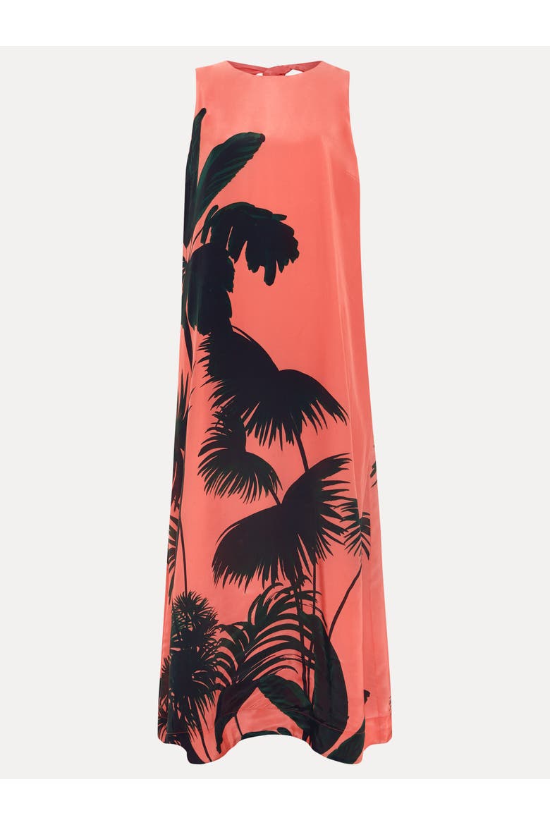Leila Palm Midi Dress, Alternate, color, Coral