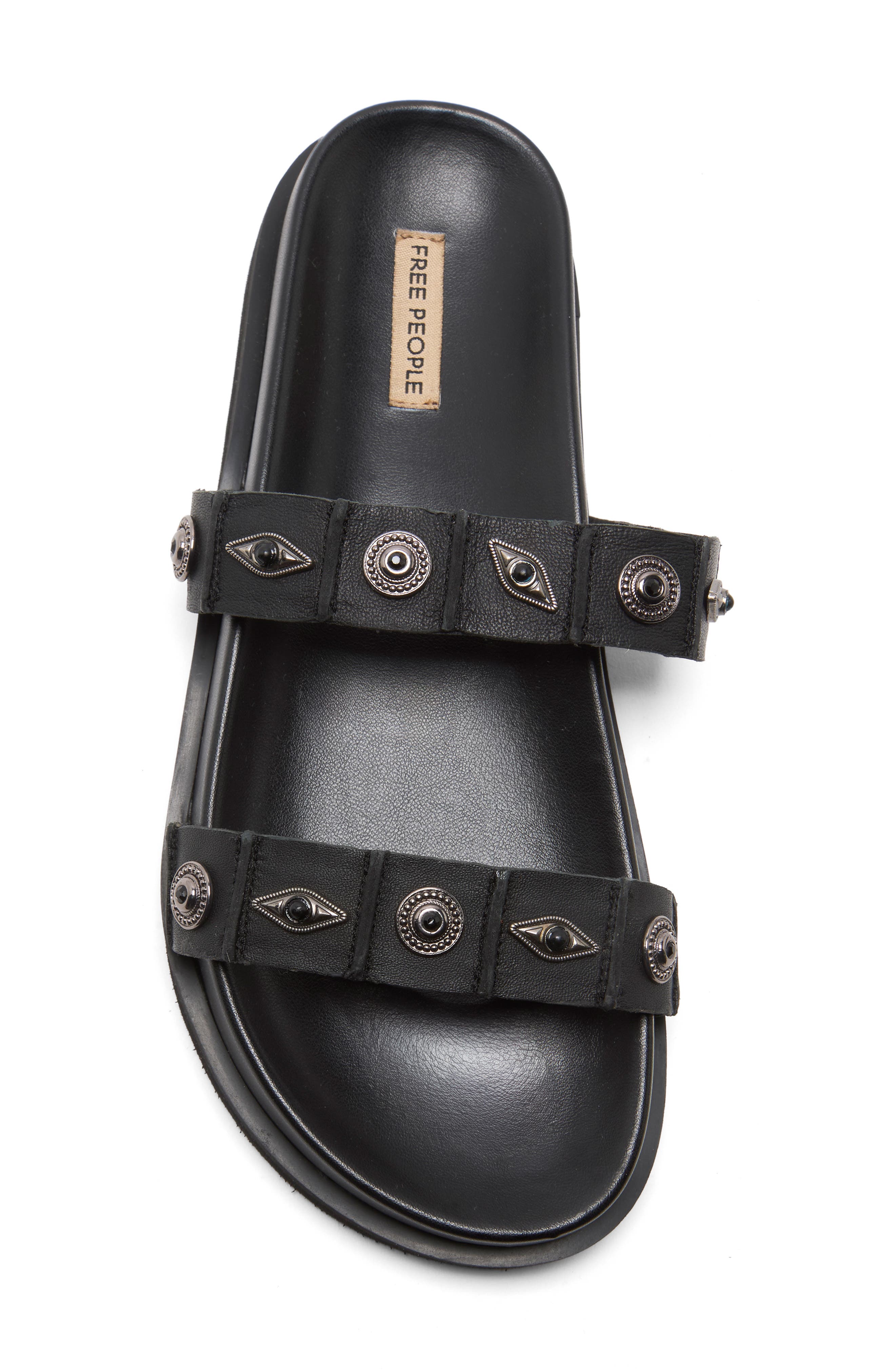 Free People Findings Slide Sandal, Alternate, color, Black Tide Leather
