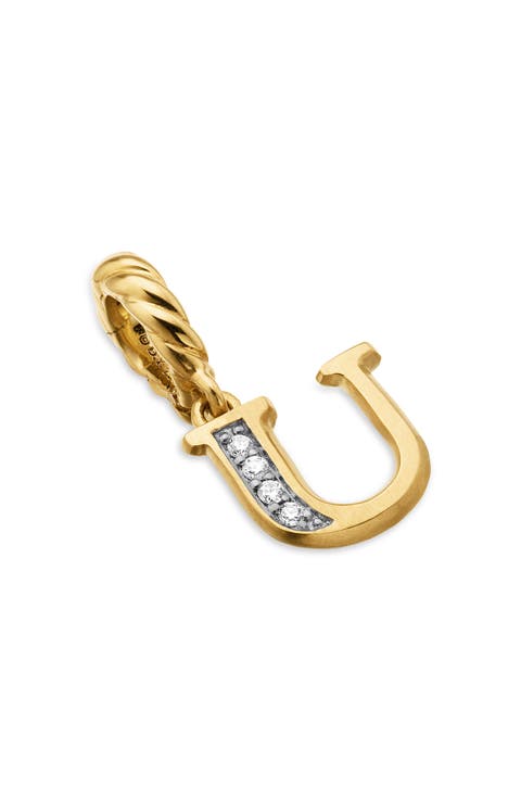 Pavé A Initial Pendant in 18K Yellow Gold with Diamonds