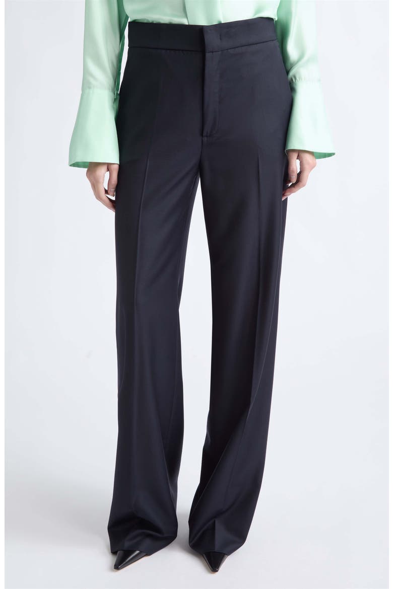 Wool Wide Leg Tuxedo Trousers, Main, color, DEEP NAVY