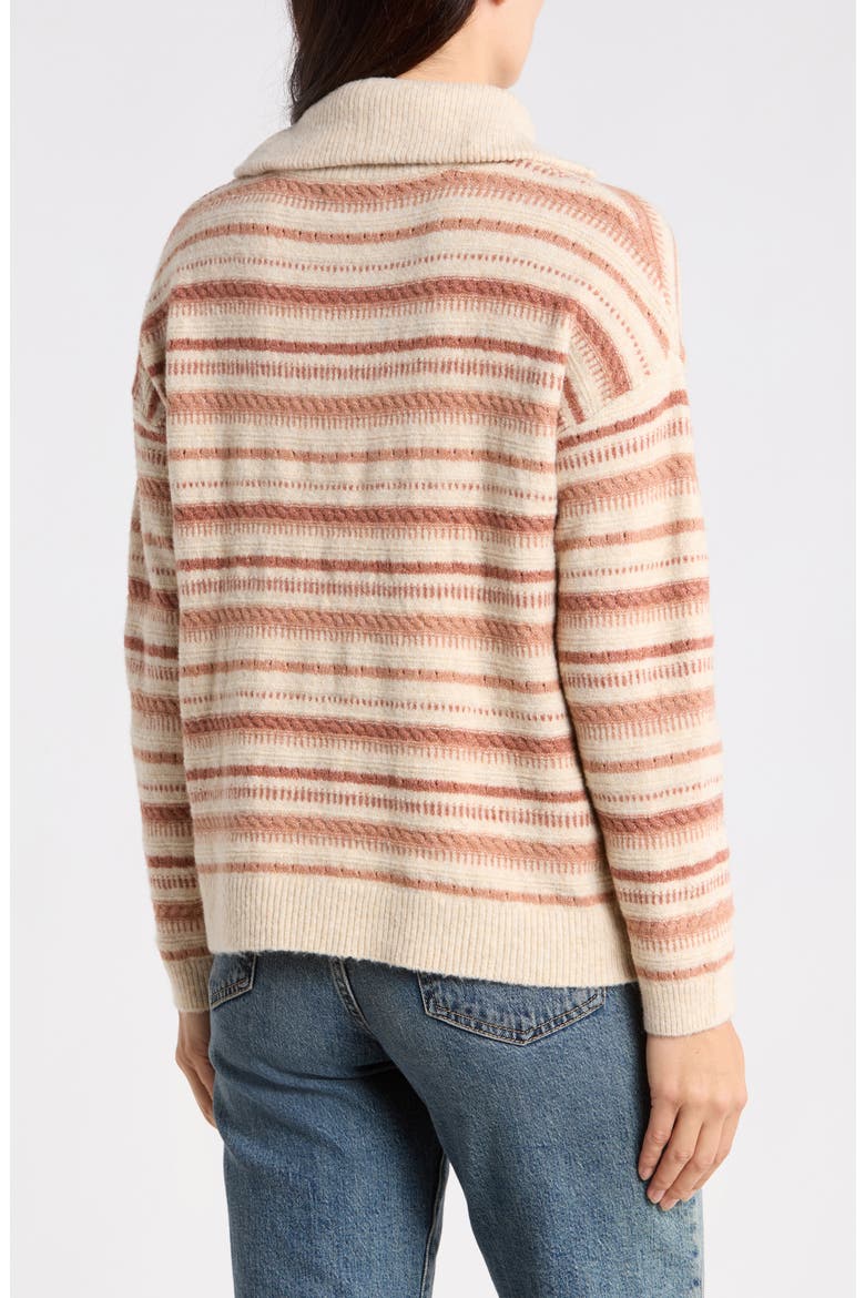 Quarter-Zip Striped Sweater, Alternate, color, OATMEAL HEATHER COMBO
