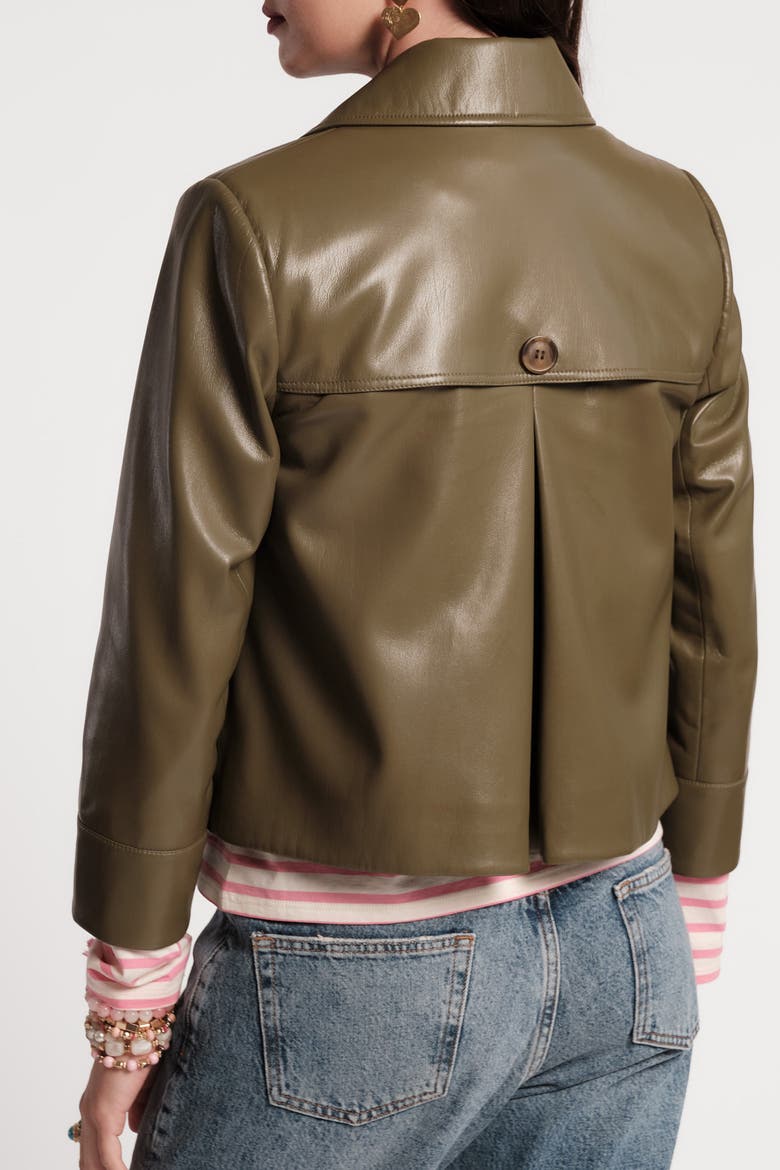Moto Jacket Faux Leather, Alternate, color, Olive
