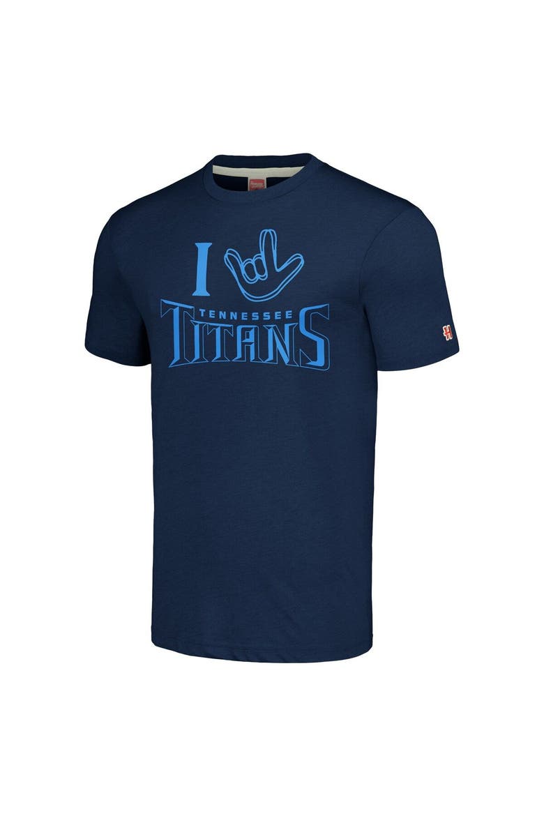 Unisex Homage  Navy Tennessee Titans The NFL ASL Collection by Love Sign Tri-Blend T-Shirt, Alternate, color, Navy