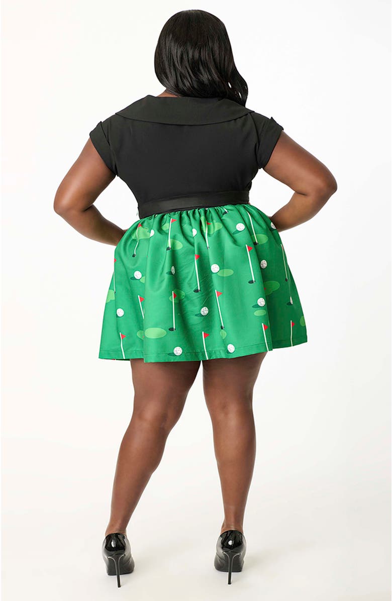 Smak Parlour Plus Size Gathered Mini Skirt, Alternate, color, Green Golf Print
