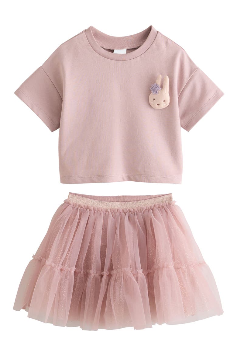 Kids' Bunny Top & Sparkle Skirt Set, Main, color, PINK