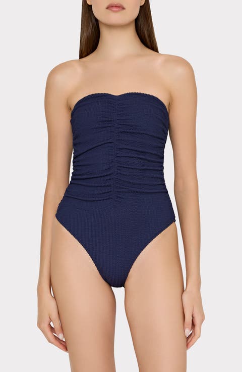 Textured Ruched One-Piece Swimsuit