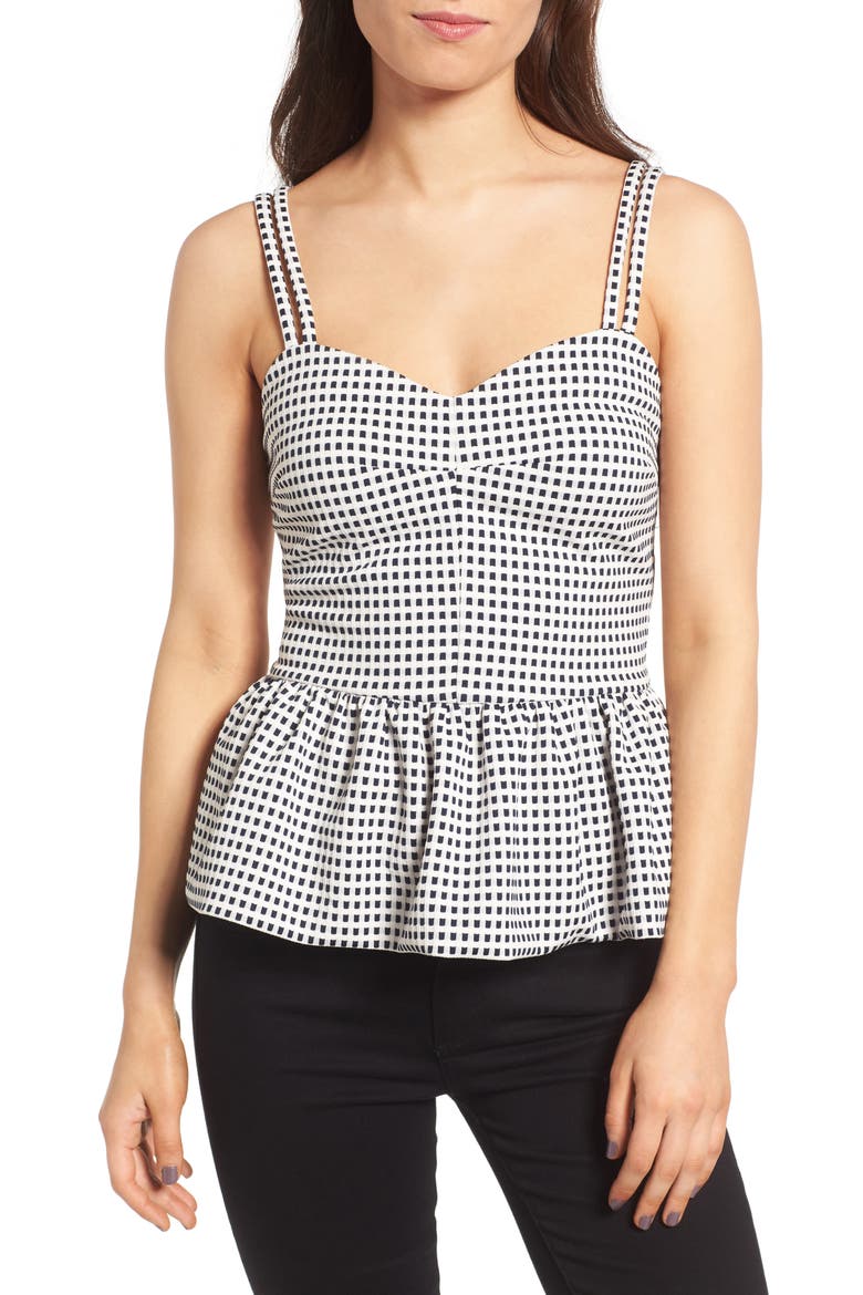 Stretch Knit Bustier, Main, color, NAVY BLAZER IVORY GINGHAM