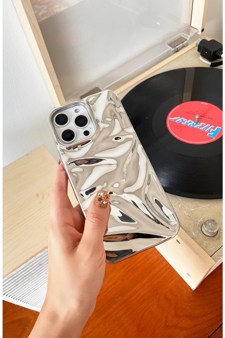 Silver Crinkle iPhone 16 Pro Case, Alternate, color, SILVER