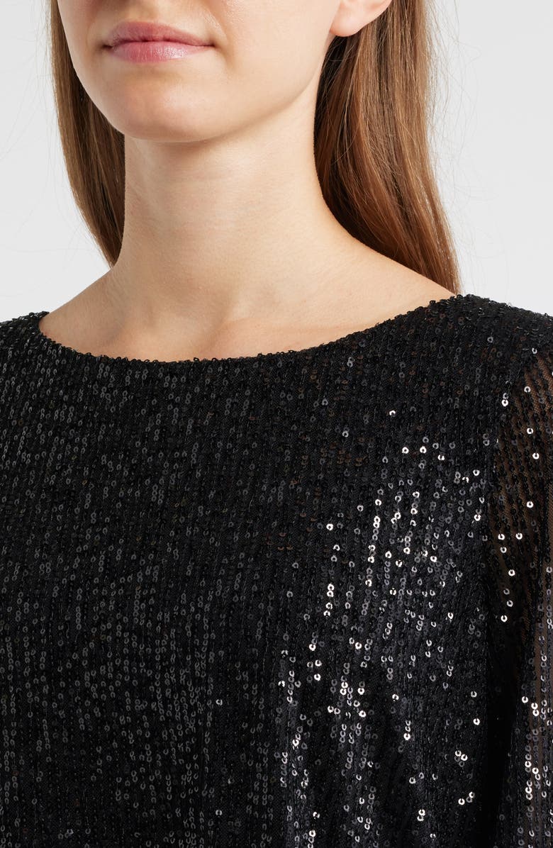 Tahari ASL Sequin Top, Alternate, color, Black