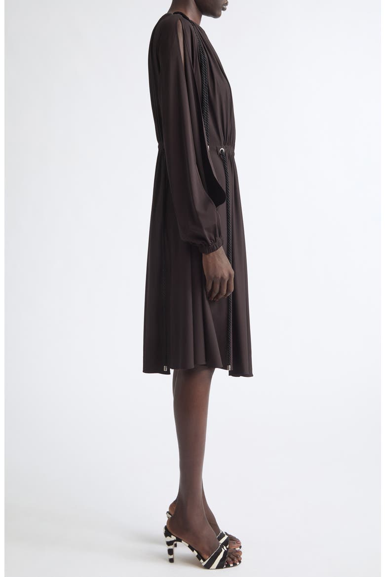 Gathered Rope Detail Midi Dress, Alternate, color, DARK ESPRESSO