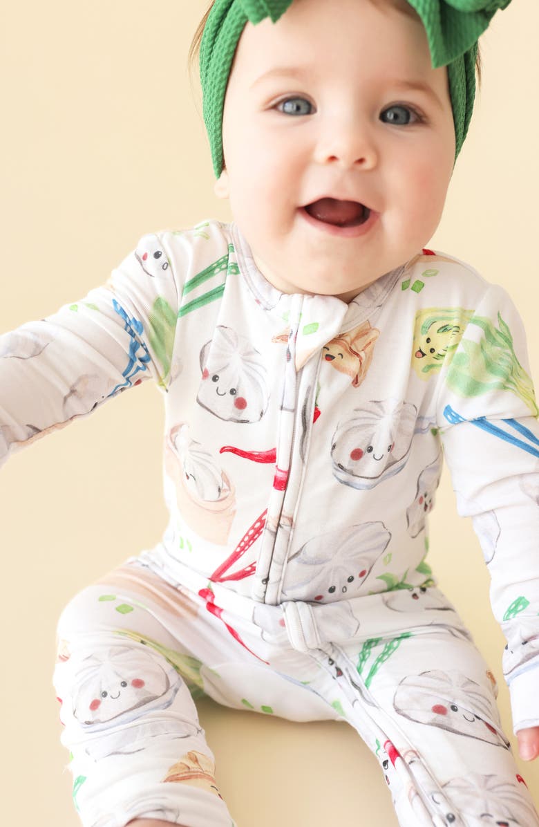 Posh Peanut Kids' Dumplings Convertible Zip-Up Footie, Alternate, color, White