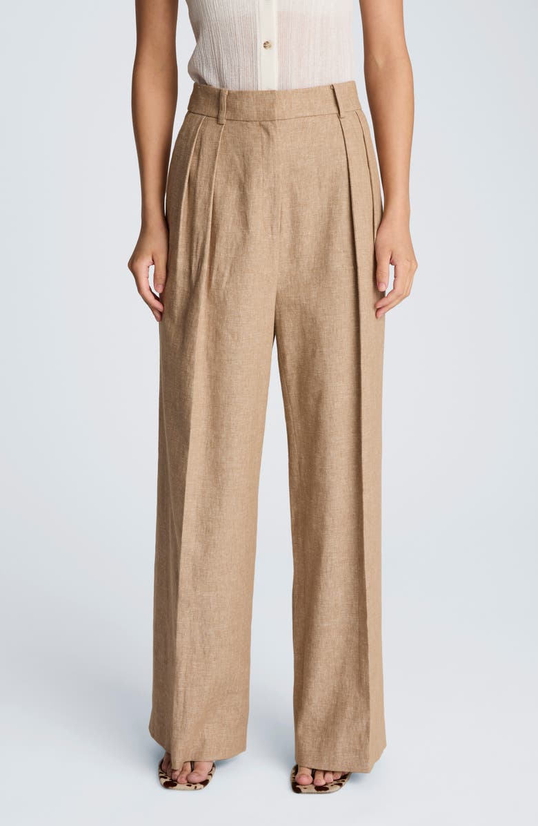 Kenneth Cole Double Pleat Wide Leg Linen Blend Pants, Main, color, 