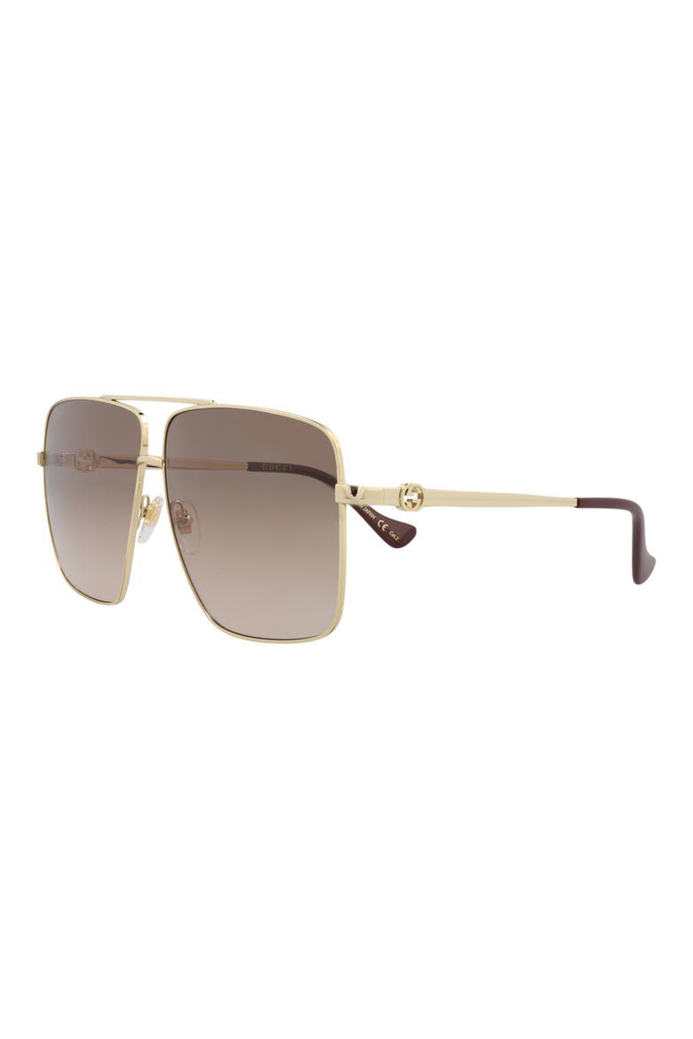 63mm Oversize Square Sunglasses, Alternate, color, GOLD GOLD BROWN