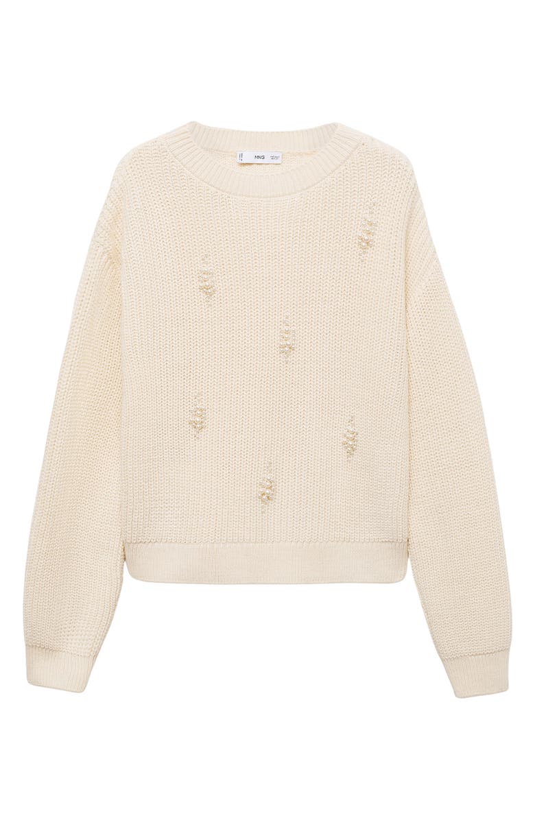 MANGO Faux Pearl Embellished Sweater, Alternate, color, Ecru