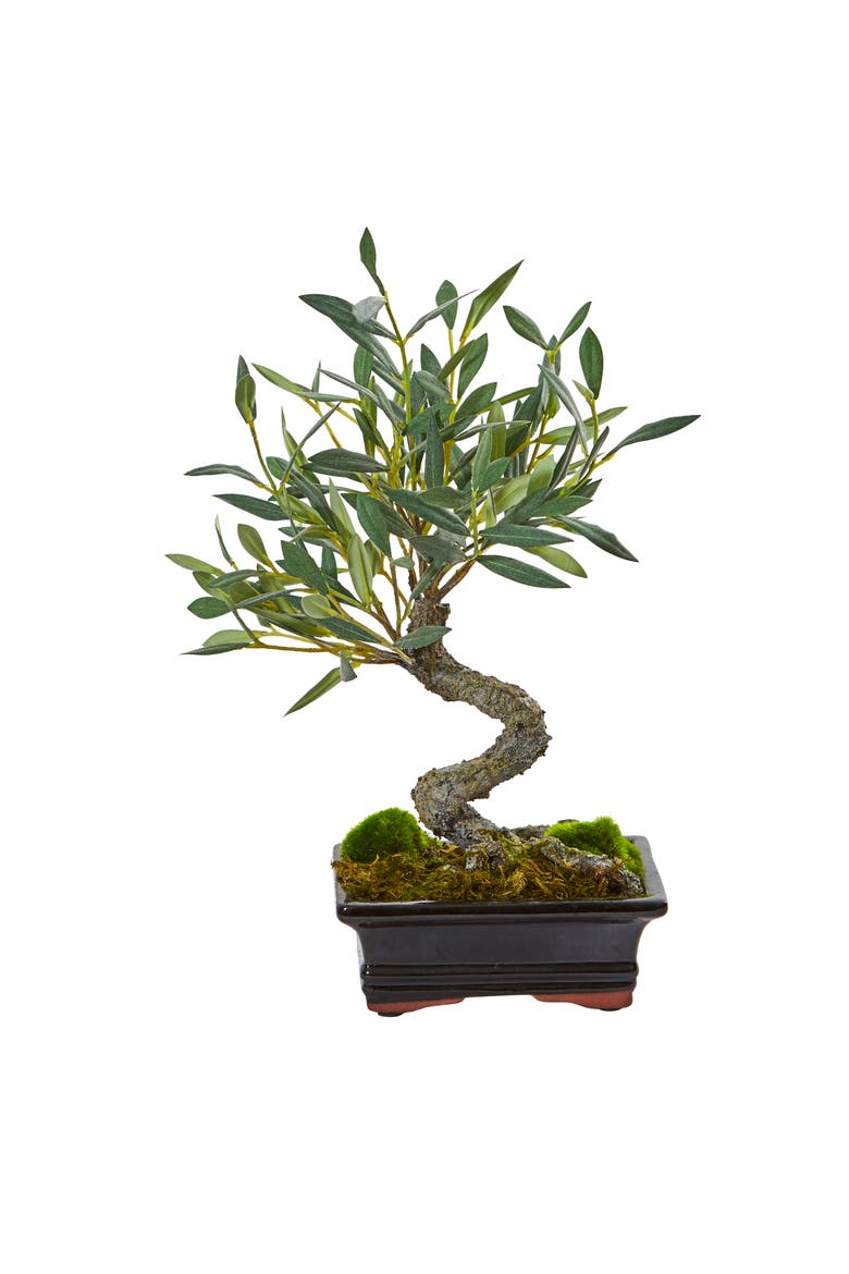 Mini Olive Artificial Bonsai Tree, Main, color, Green