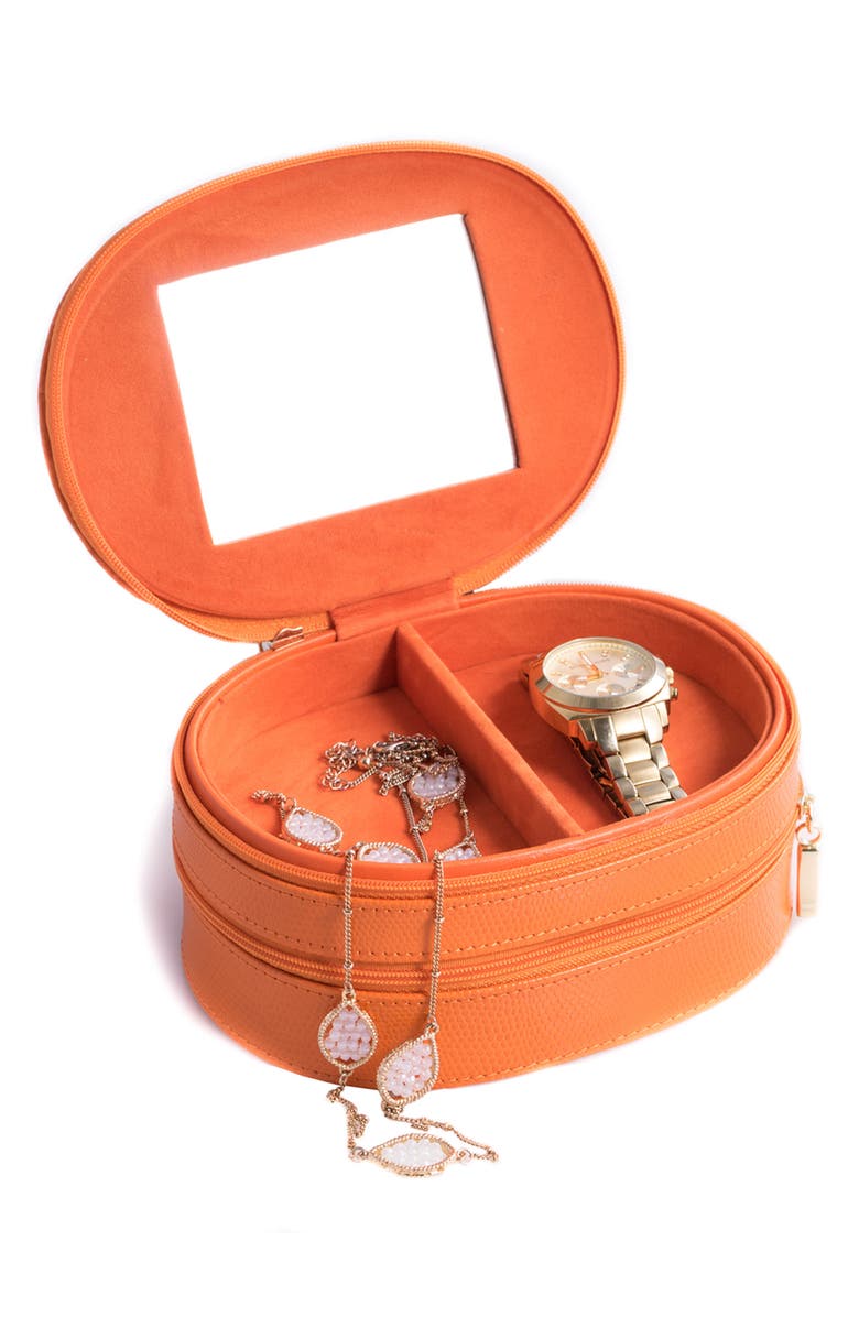 Bey-Berk Leather Travel Jewelry Case, Alternate, color, Orange