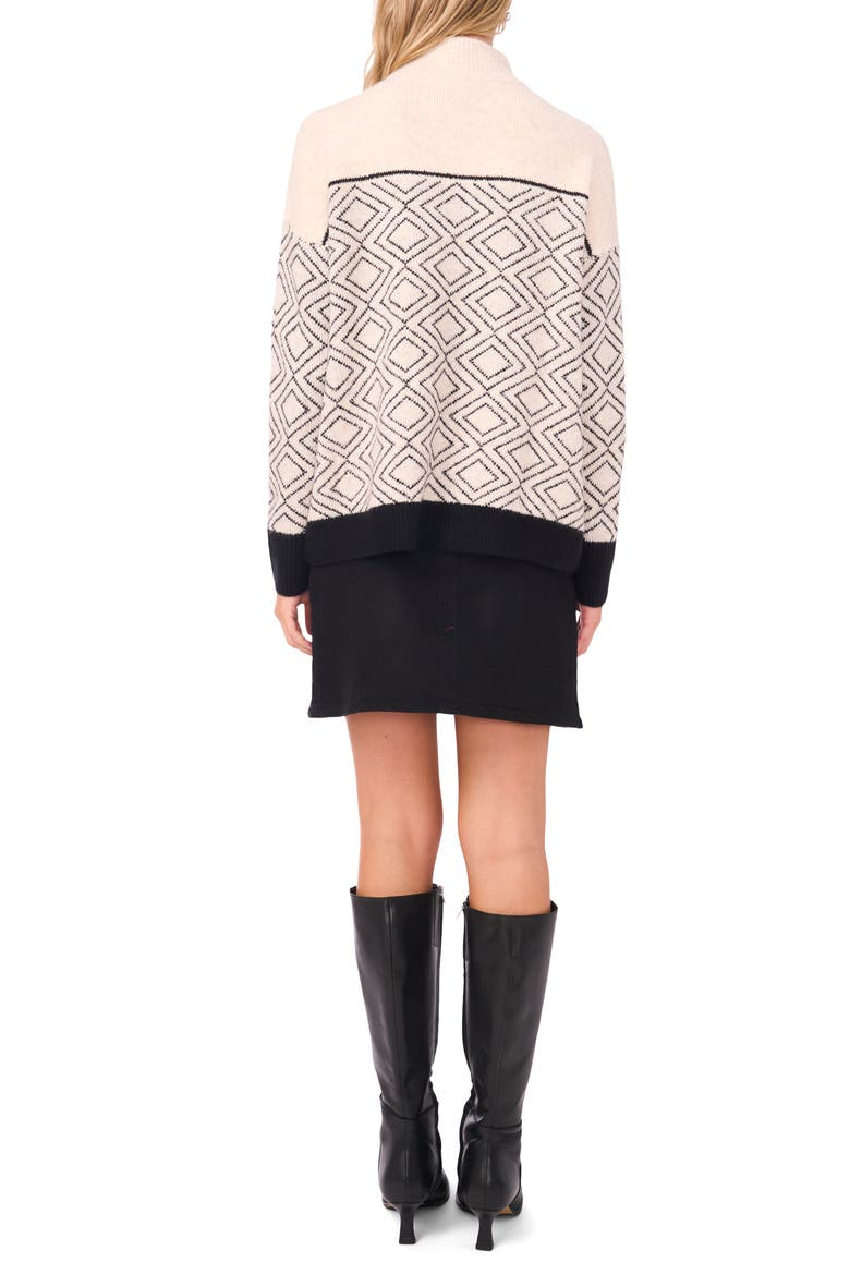 Diamond Motif Mock Neck Sweater, Alternate, color, MALTED