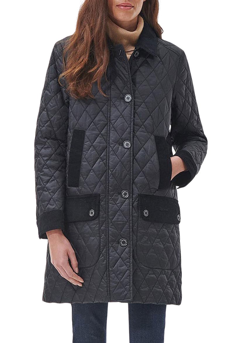 Constable Quilted Longline Jacket, Main, color, BLACK