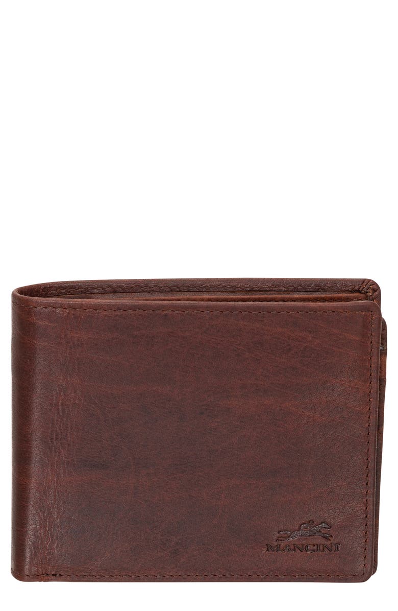 Mancini Buffalo RFID Center Wing Wallet, Main, color, Brown