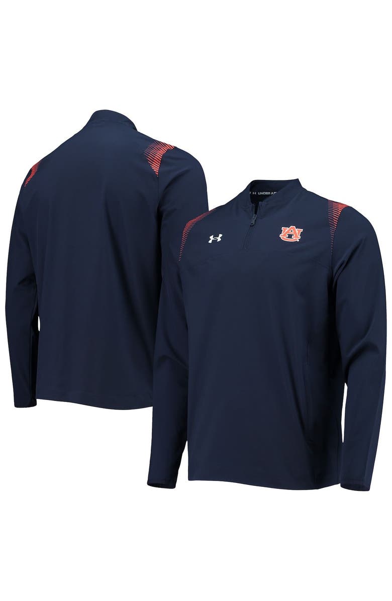 Under Armour Men's Under Armour Navy Auburn Tigers 2021 Sideline Motivate Quarter-Zip Jacket, Main, color, 